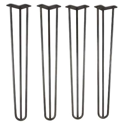 1/2 in. Dia 28 in. Mid-Century Modern Satin Black Hairpin Table Legs, (4-Pack)