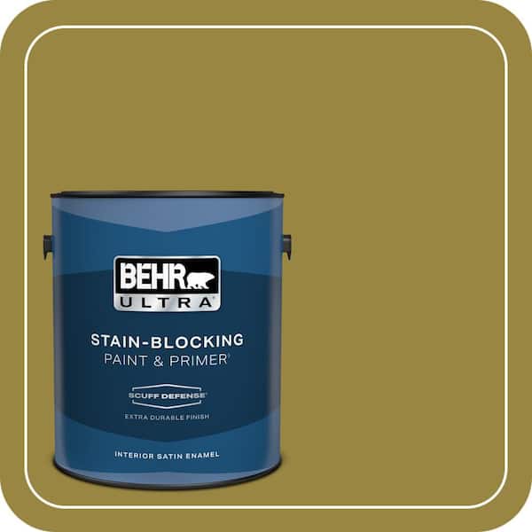 BEHR ULTRA 1 gal. #380D-7 Wild Grass Extra Durable Satin Enamel Interior Paint & Primer