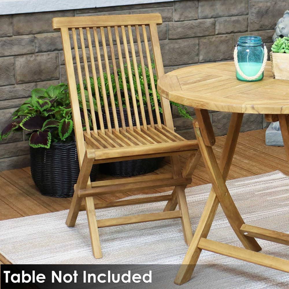 Hyannis Light Brown Solid Teak Wood Outdoor Folding Chair