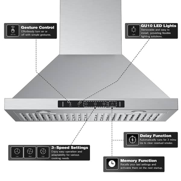 VIKIO 30 in. 900 CFM Convertible Wall Mount Range Hood in