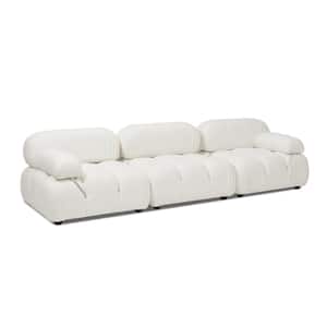 Marcel 109.5 in. Round Arm Boucle Fabric Modular Modern 3-Piece Sofa in. Ivory White