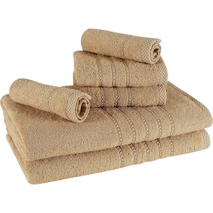 6-Piece Beige Cotton Towel Set
