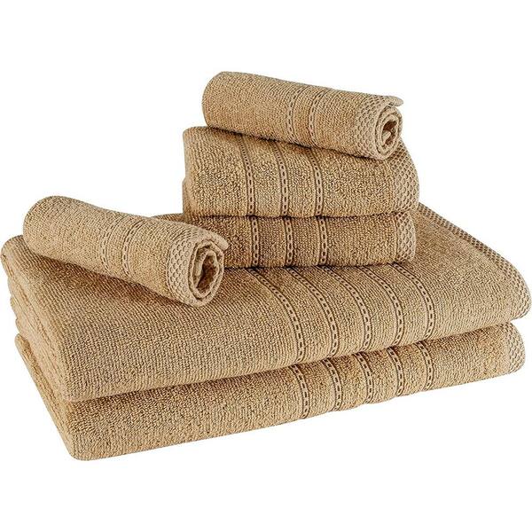 Unbranded 6-Piece Beige Cotton Towel Set
