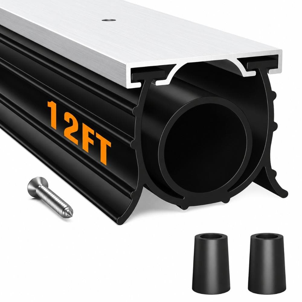 12 ft Garage Door Bottom Seal Kit with Aluminum Track Retainer, 3-Sided Weatherproof Rubber Seal, Black price history on PriceWatchPro
