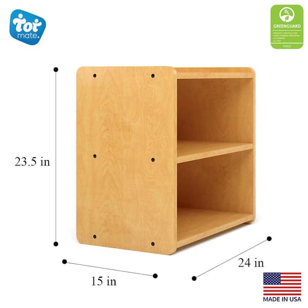 TOT MATE - 24" W x 15" D x 23.5" H 2-Level Laminate Toddler Storage Shelf (Maple), Kids Toy Storage Organizer, Ready-To-Assemble