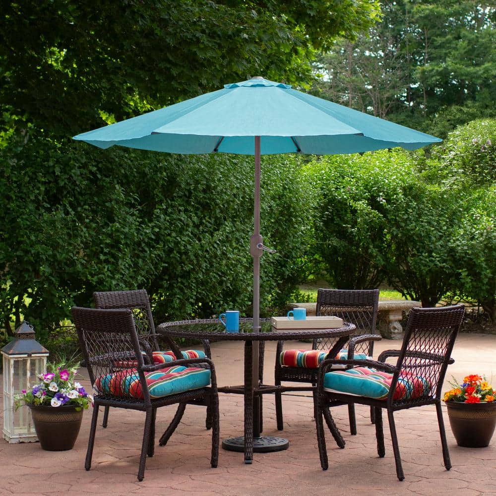 6.5 ft Turquoise Blue Hexagon Market Patio Umbrella with Aluminum Pole