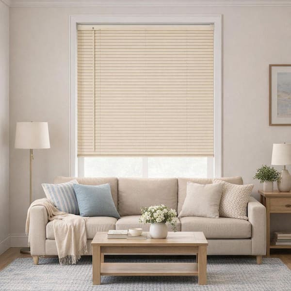 Beige Cordless Light Filtering Vinyl Horizontal Blinds with 1 in