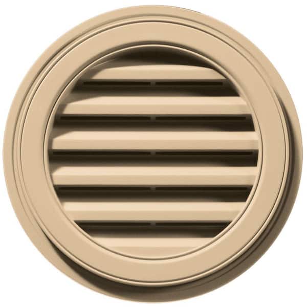 Builders Edge 18 in. x 18 in. Round Beige/Bisque Plastic Weather Resistant Gable Louver Vent