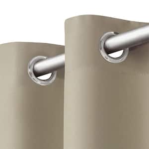 Cabana Taupe Solid Light Filtering Grommet Top Indoor/Outdoor Curtain, 54 in. W x 96 in. L (Set of 2)
