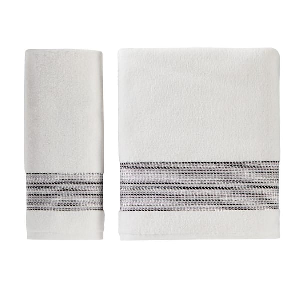 SKL Home Sea Drift 2 Piece Hand Towel Set, white, cotton