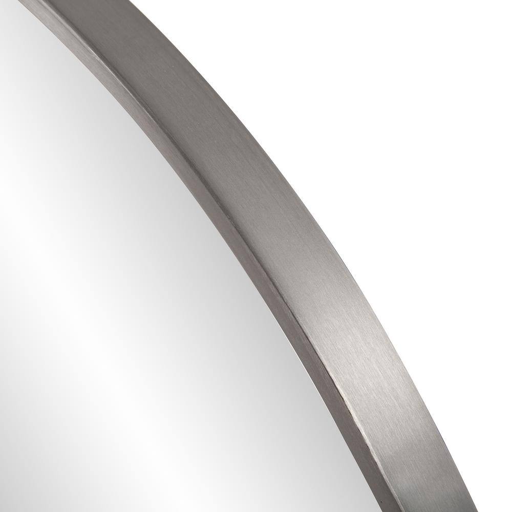 Elegant European Round Brushed Silver Vanity Wall Mirror 30"