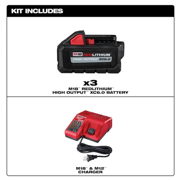 M18 18-Volt Lith-Ion High Output (3) Battery Pack 6. 0Ah w/ Charger
