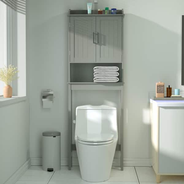 VEIKOUS 22.4-in x 66.9-in x 7.4-in Gray 2-Shelf Over-the-Toilet Storage in  the Over-the-Toilet Storage department at