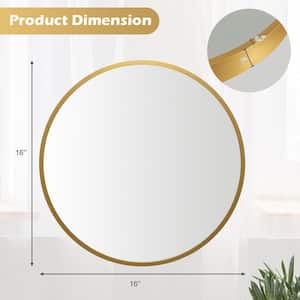 16 in. W x 16 in. H Round Aluminum Alloy Framed Wall Bathroom Vanity Mirror in Gold