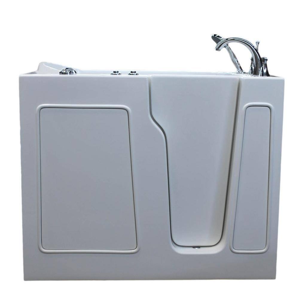 Catalina White Acrylic Walk-In Air Bathtub with Chrome Faucet