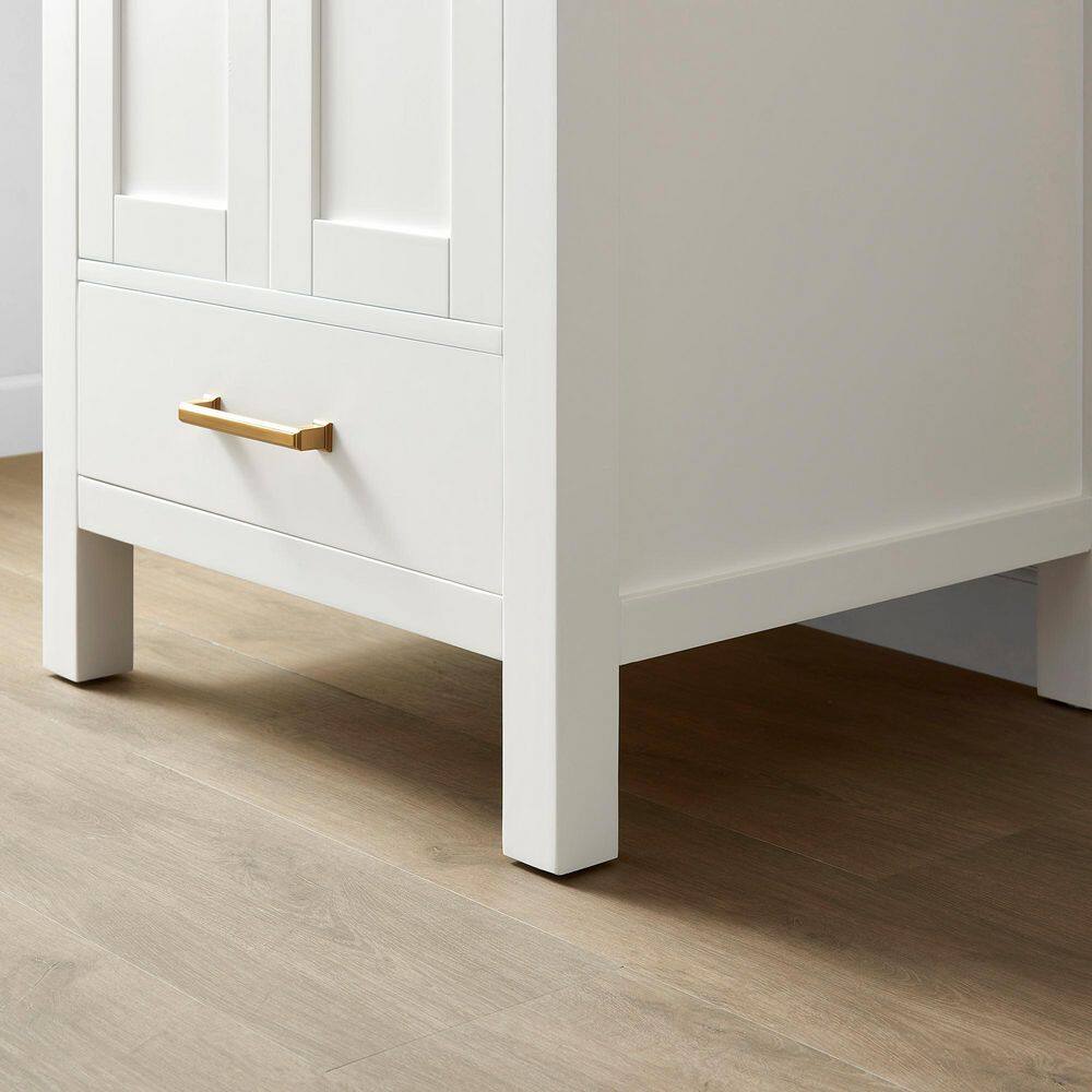 Shannon White Oak Single Sink Vanity with Stone Top and Mirror