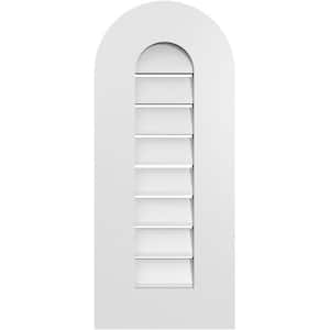 12 in. x 28 in. Round Top Surface Mount PVC Gable Vent: Functional with Standard Frame