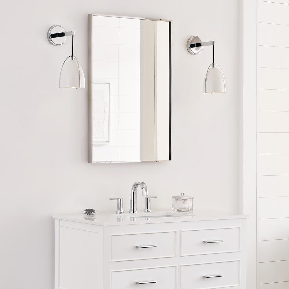 Chrome and Matte White Steel Single Bath Sconce