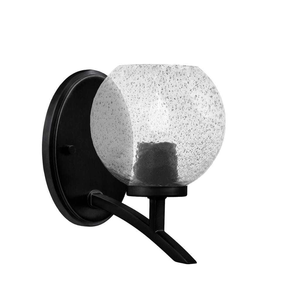 Siena 5.75 in. 1-Light Matte Black Sconce with 5.75 in. Smoke Bubble Glass 