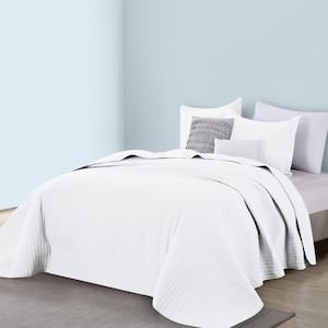 White Twin Premium Solid 2-Piece Microfiber Quilt Set