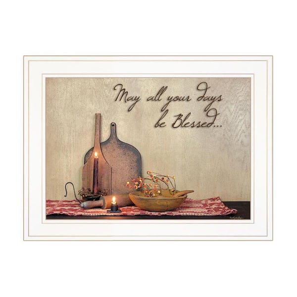 HomeRoots Charlie May All Your Days be Blessed 1-Piece Framed Wall Art 15 in. x 19 in.