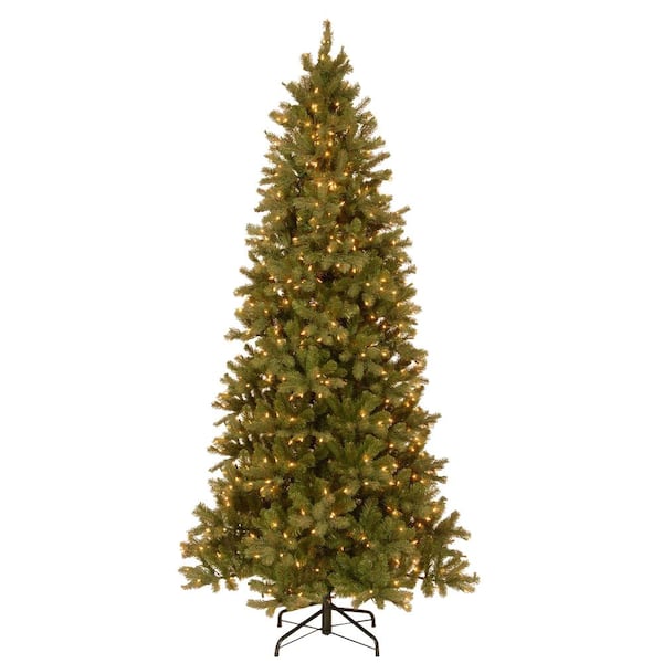 National Tree Company 9 ft. Feel Real Down Swept Douglas Slim Fir Hinged Artificial Christmas Tree with 800 Clear Lights