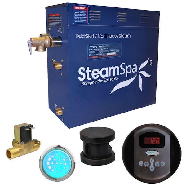 SteamSpa Indulgence 4.5kW QuickStart Steam Bath Generator Package with Built-In Auto Drain in Oil Rubbed Bronze