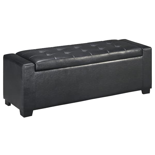 Benjara 54.25 in. Black Backless Bedroom Bench with Button Tufted Details