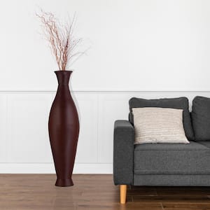 Brown Modern Decorative Bamboo Floor Flower Vase for Living Room, Entryway or Dining