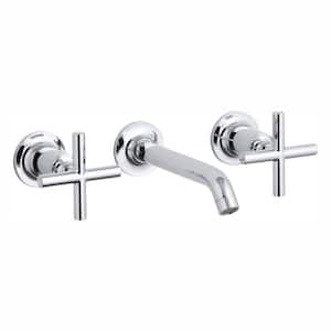 Purist 8 in. 2-Handle Low-Arc Wall Mount Water-Saving Bathroom Faucet Trim Only in Polished Chrome