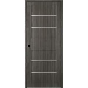 Liah 30 in. x 80 in. Right-Hand 4-Lite Frosted Glass Solid Core Gray Oak Composite Single Prehung Interior Door