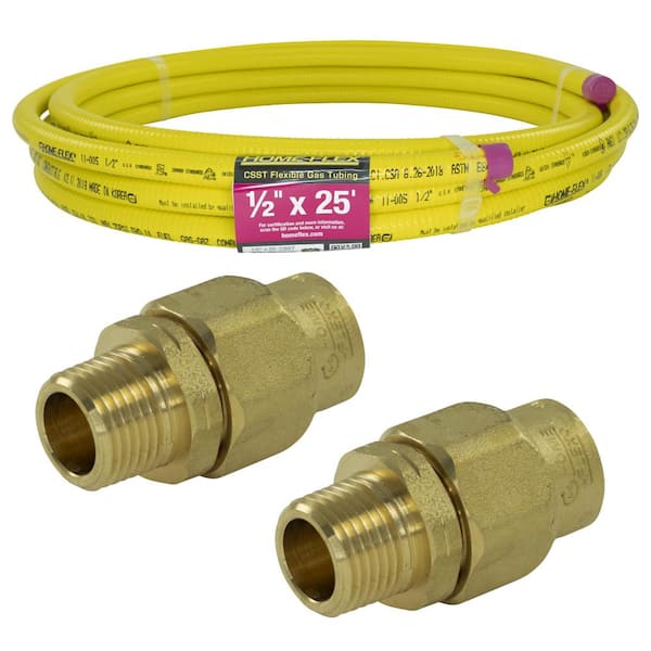 HOME-FLEX 1/2 in. x 25 ft. CSST MPT Connection Kit (2) 1/2 in. MPT Male Adapter (1) CSST x CSST Pipe