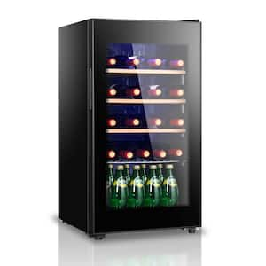 17.5 in. 3.25 cu.ft. Wine Cooler in Black Stainless Steel with Glass Door, LED Light, 41°F - 65°F