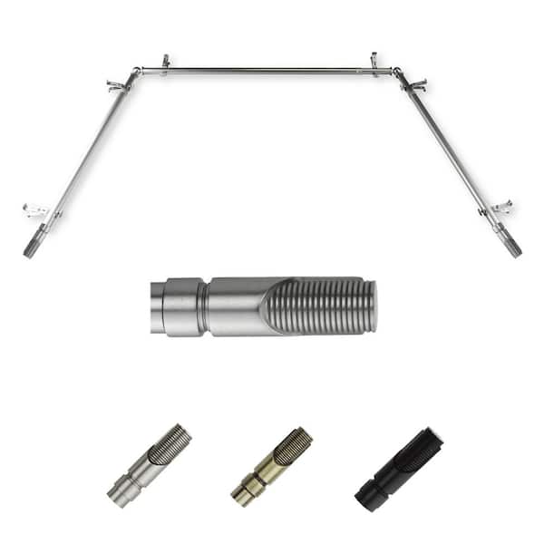 EMOH 13/16" Dia Adjustable 20"-36", 38"-72" Bay Window Curtain Rod with Witz Finials in Satin Nickel