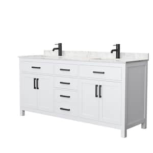 Beckett 72 in. W x 22 in. D x 35 in. H Double Sink Bath Vanity in White with Carrara Cultured Marble Top