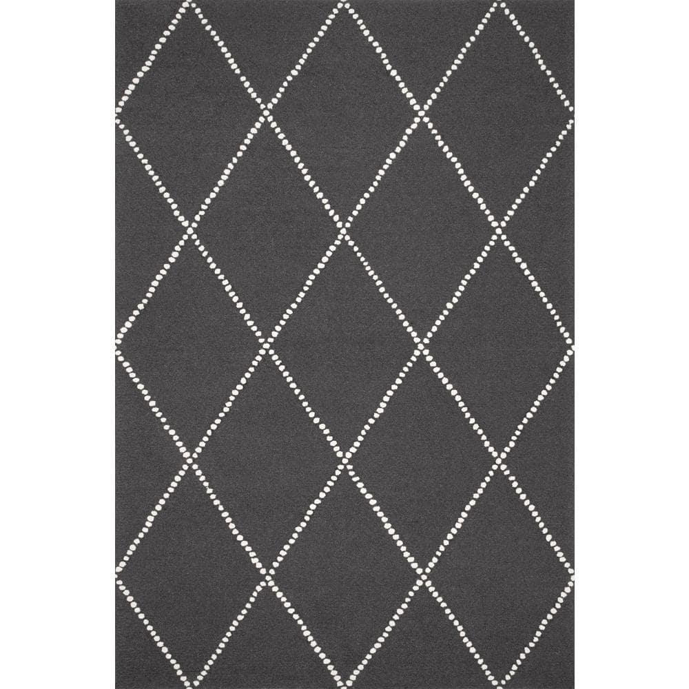 Charcoal Wool Trellis Tufted 4' x 6' Kids Rug