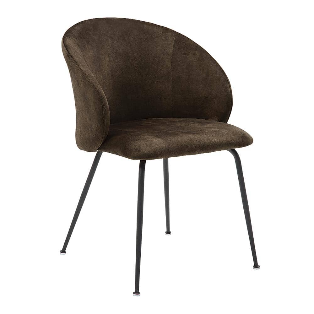 Adelyn Brown Velvet Upholstered Side Chair with Metal Legs, Set of 2