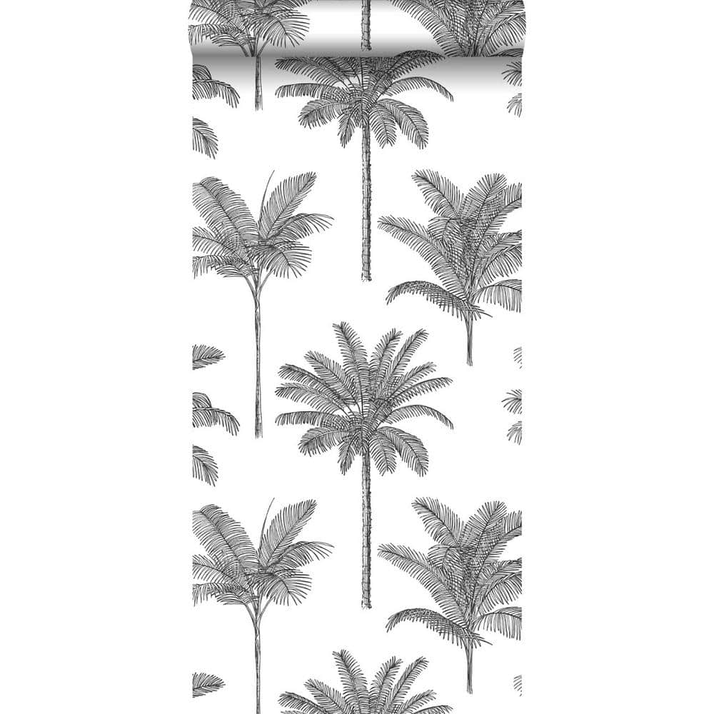 Taj Charcoal Palm Trees Non-Woven Wallpaper, 20.9-Inch by 33-Foot