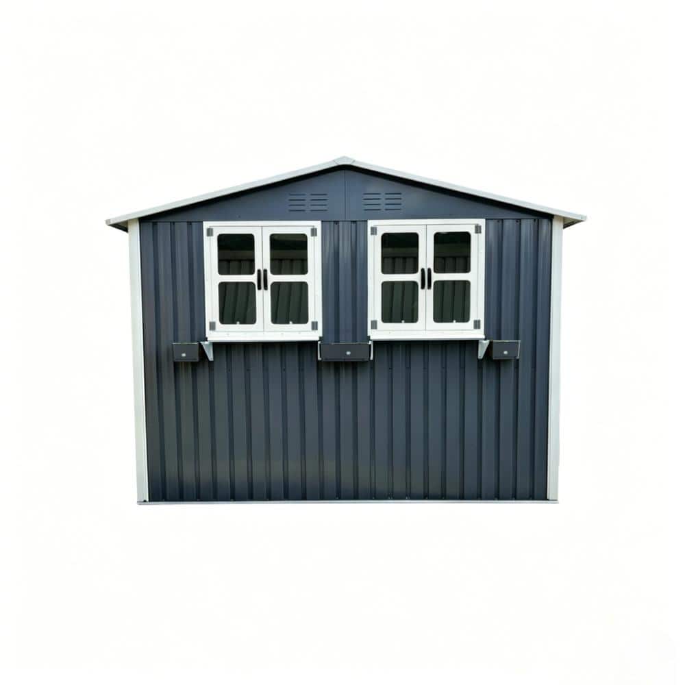 6x9 FT Outdoor Metal Storage Shed with Window Flower Rack Lockable Double Doors Coal Gray price history on PriceWatchPro