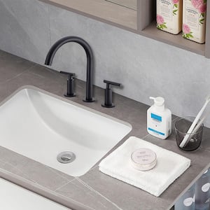 2 Handle Single Hole Bathroom Faucet High Arc Widespread in Matte Black