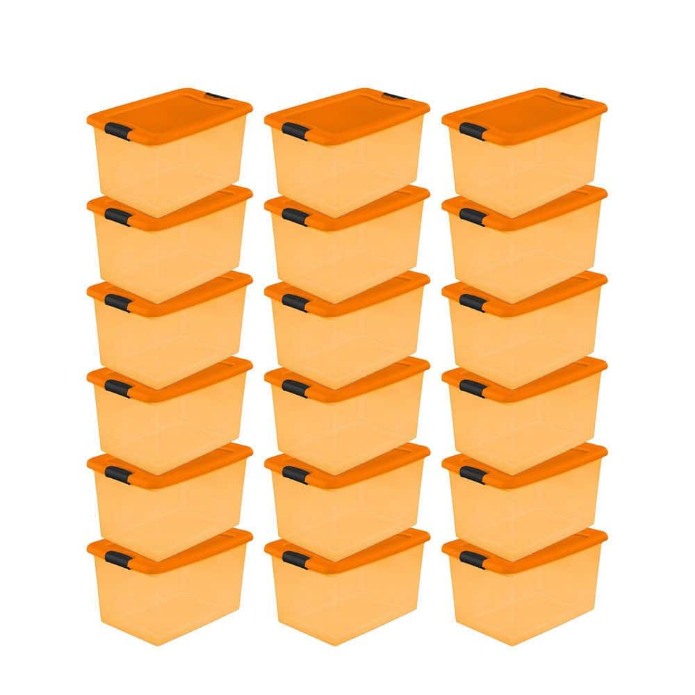 Sterilite 18 Gallon Orange Plastic Storage Container Bin Tote with Lid (16  Pack) 16 x 17313808 - The Home Depot