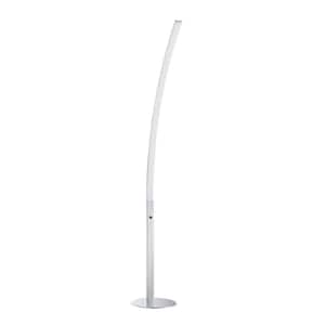 ARCH 60 in. Chrome, White Dimmable Standard Floor Lamp with White Acrylic Shade