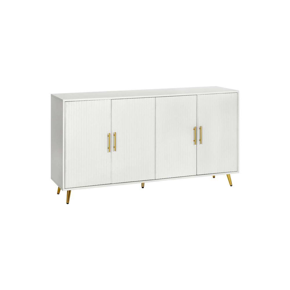 60 in. W x 15.7 in. D x 32.3 in. H Antique White Freestanding Linen Cabinet