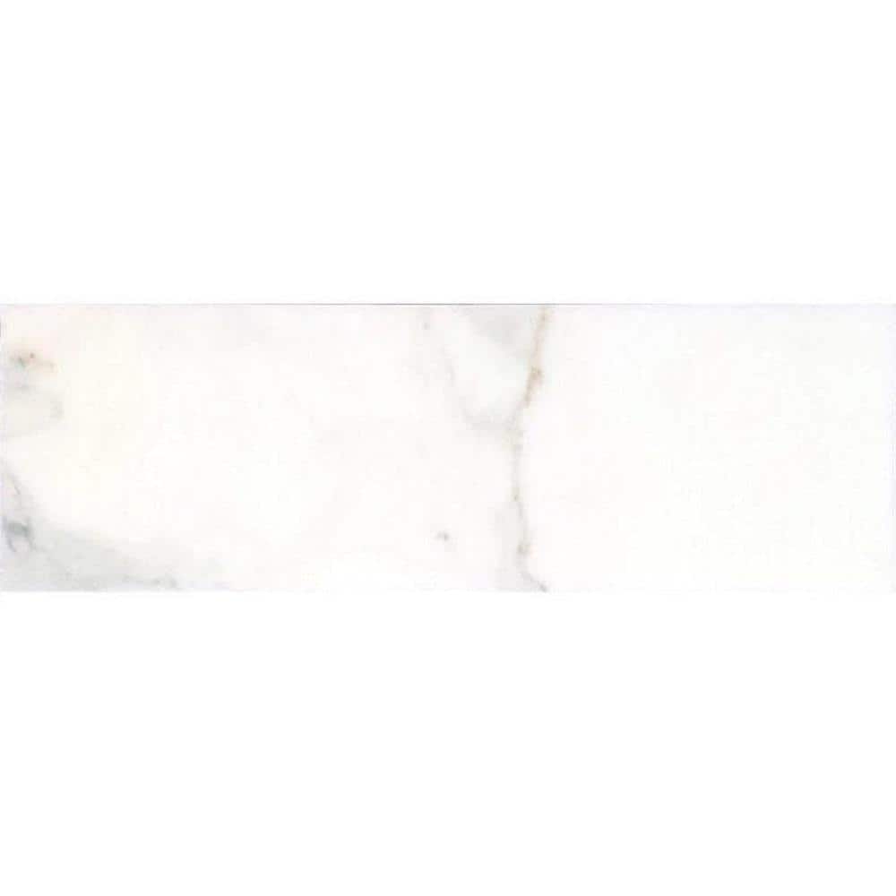 Apollo Tile White 4 in. x 12 in. Honed Marble Subway Wall and Floor ...