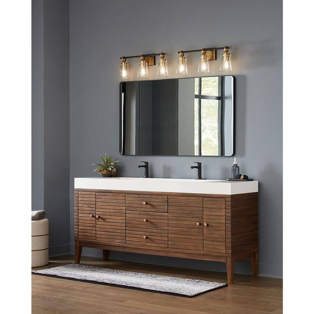 Cassell 3-Light Vintage Brass and Black Vanity Fixture
