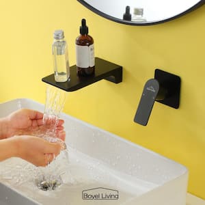 Single Handle Wall Mounted Faucet with Valve in Matte Black