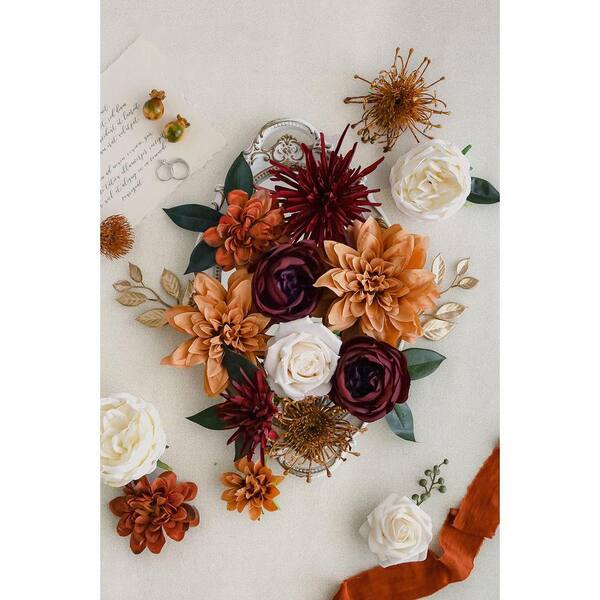 11 in. H Rustic Orange Terracotta Artificial Flowers for DIY