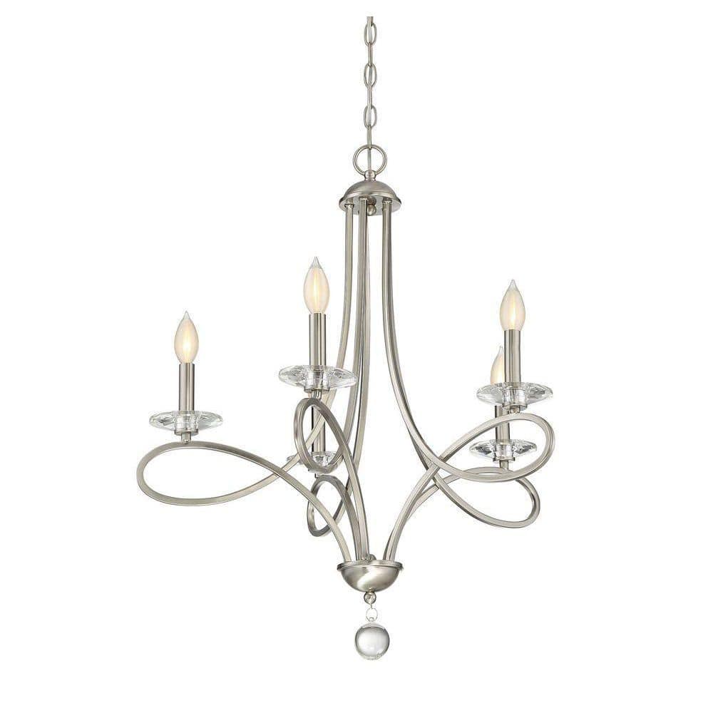 Elegant Marilyn Brushed Nickel 5-Light Chandelier with Clear Crystals