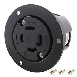 30 Amp 125/250-Volt NEMA L14-30R Flanged Mounting Locking Industrial Grade Outlet Receptacle