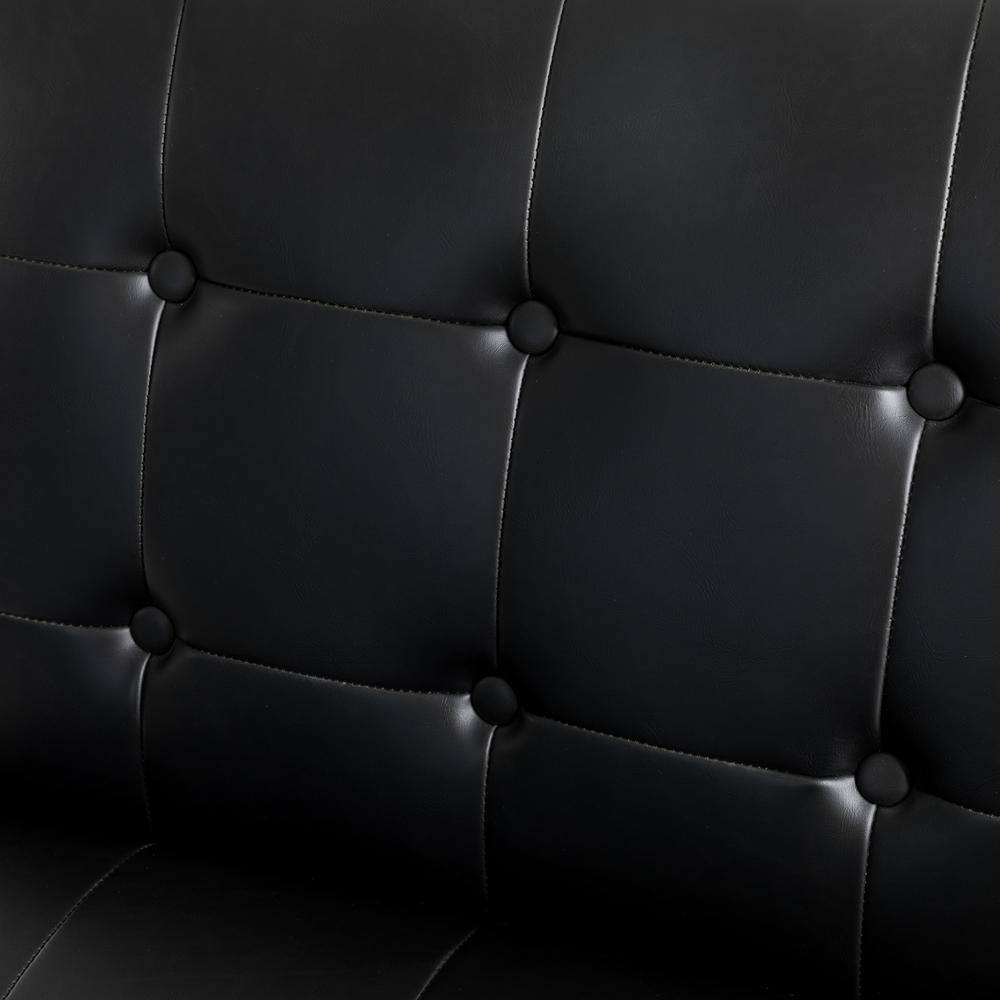 Modern Black Faux Leather Barrel Accent Chair with Metal Frame